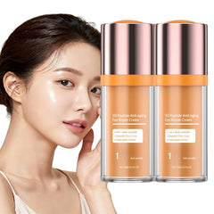 WUEOCU peptide eye cream bottle shows 5D formula for brighter under-eye skin.
