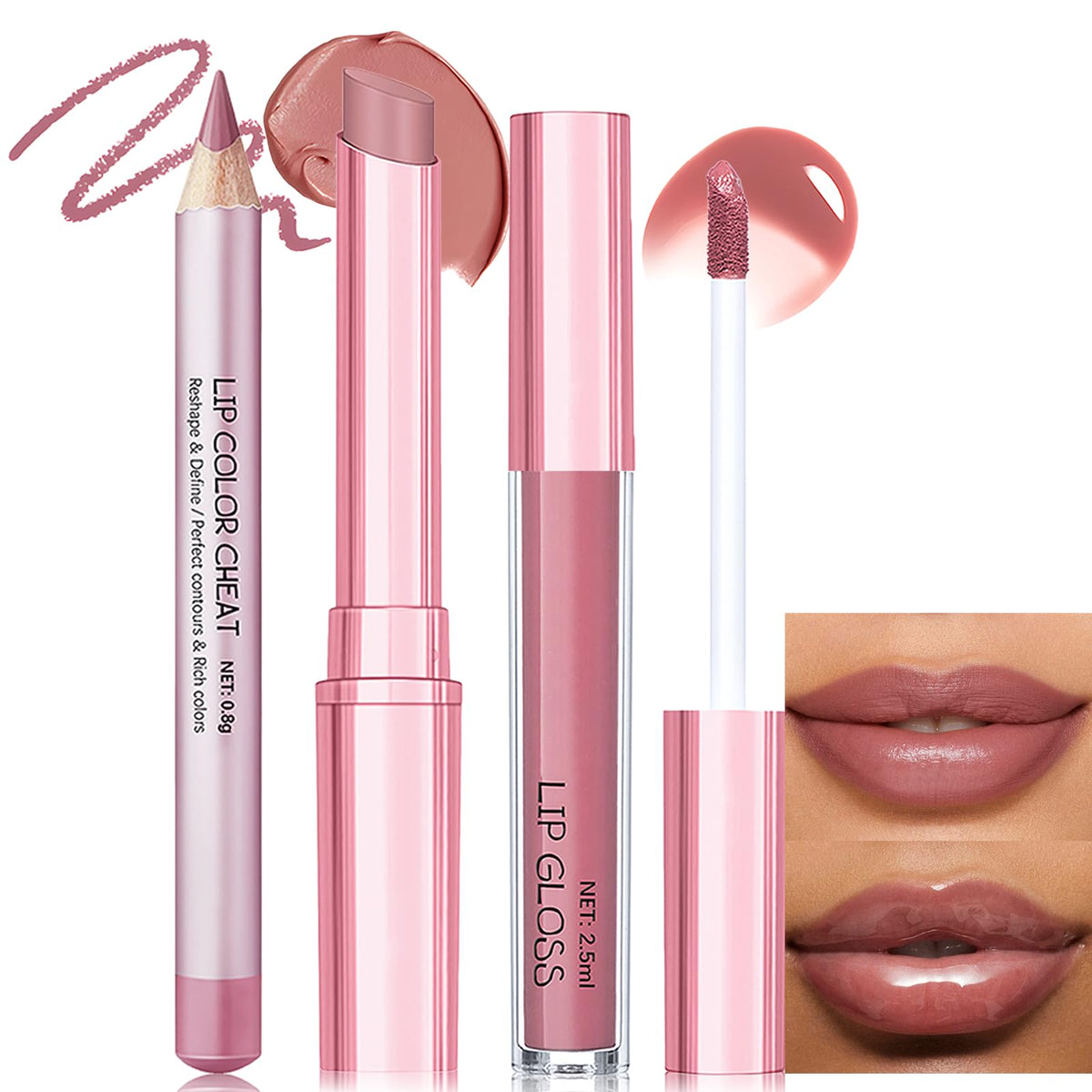 Wugbc Nude Pink Lip Kit packaging shows a gift-ready presentation.
