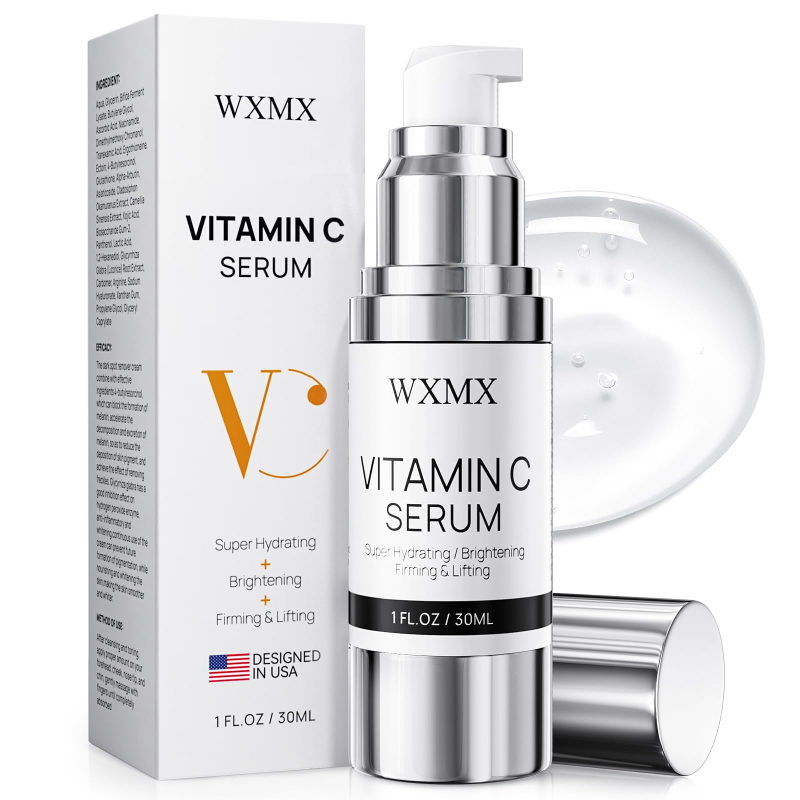 WXMX Super C Serum bottle front highlighting hydration