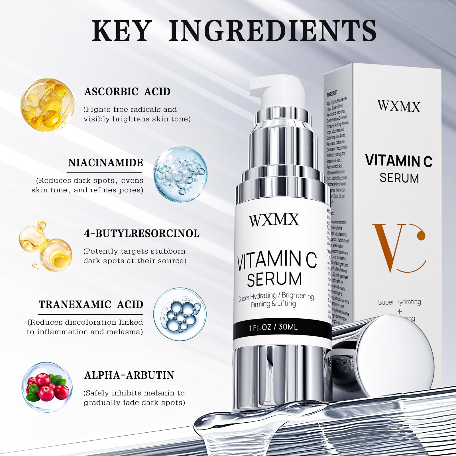 WXMX Super C Serum pump dispensing during daily use