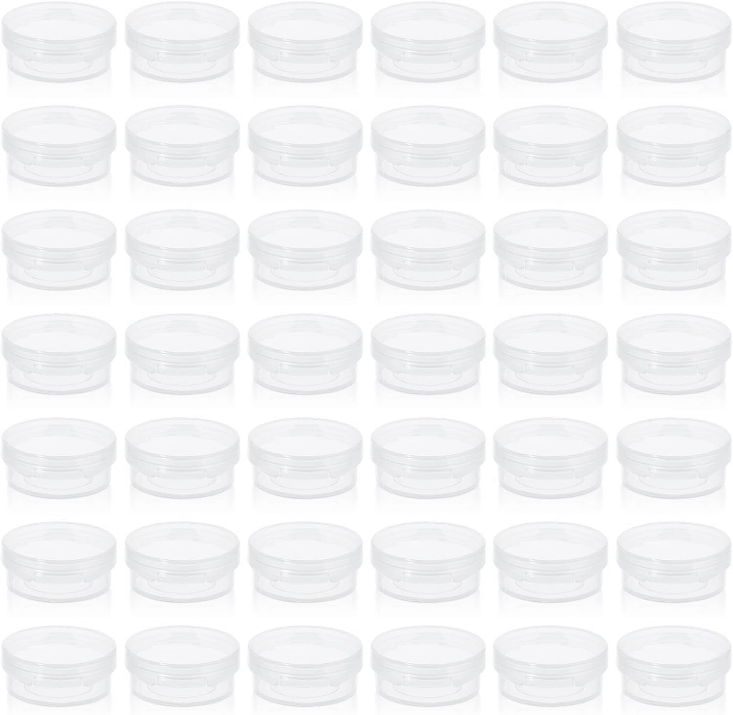 WXOIEOD 50-pack clear sample containers for easy cosmetics storage on the go.