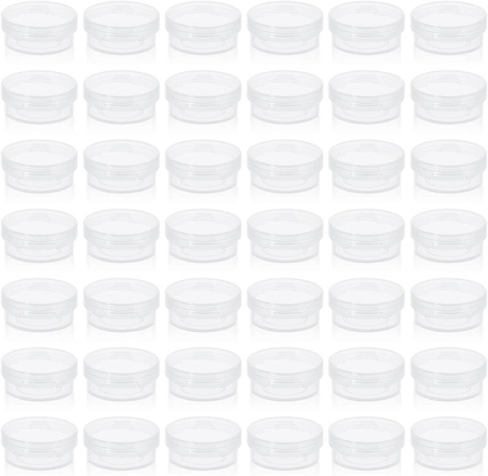 WXOIEOD 50-pack clear sample containers for easy cosmetics storage on the go.