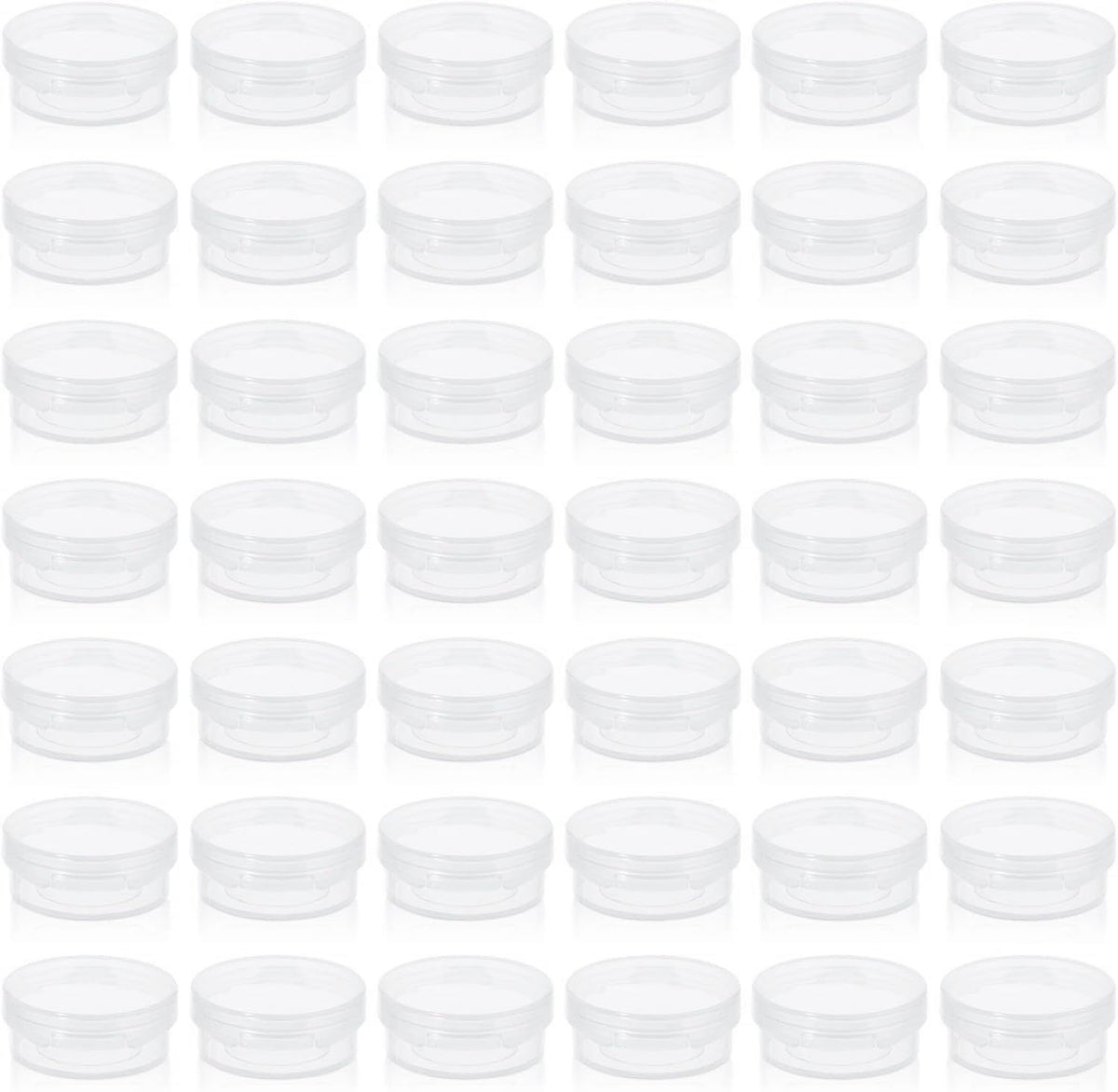 WXOIEOD 50-pack clear sample containers for easy cosmetics storage on the go.