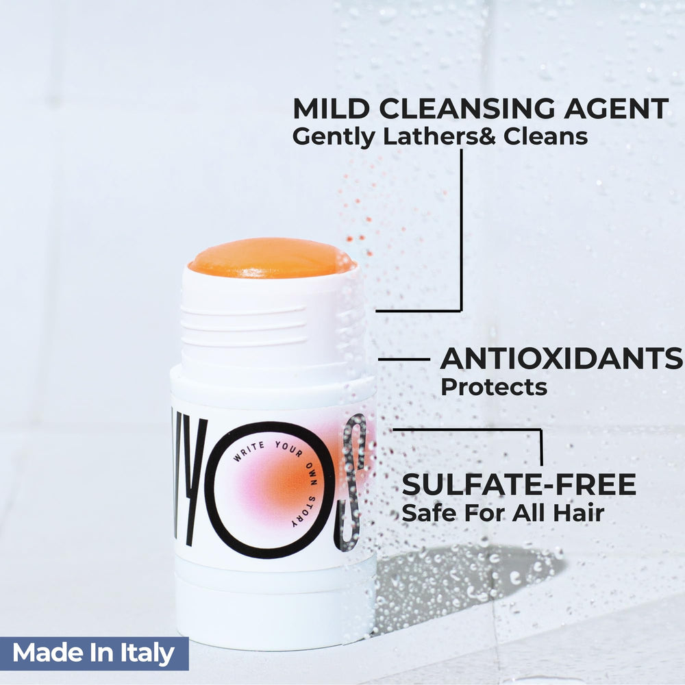 WYOS Solid Shampoo Stick travel-size format ideal for gym sessions.