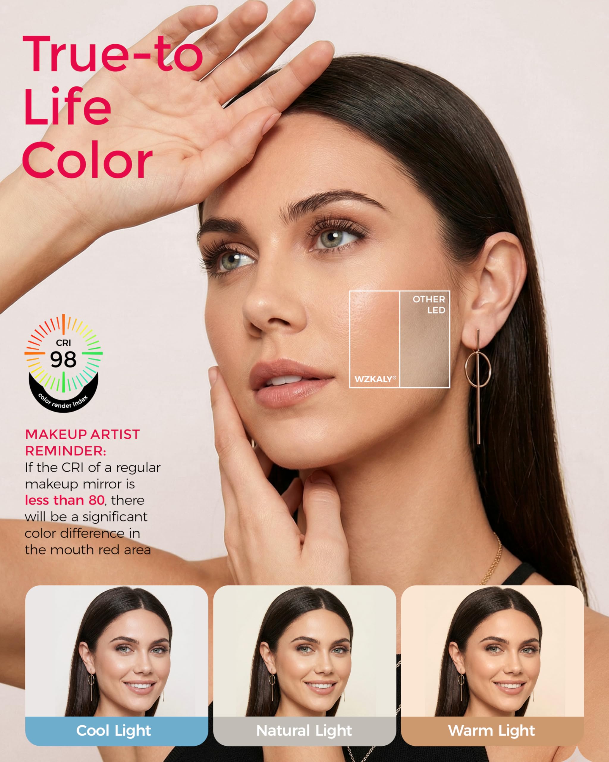 WZKALY double-sided 1x/10x magnification enables precise makeup