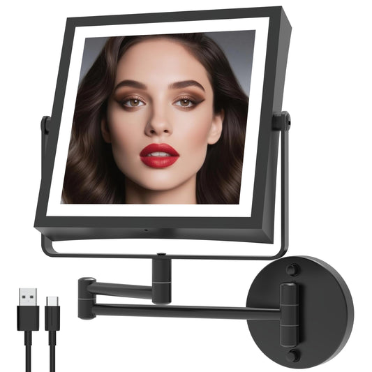 WZKALY rechargeable wall mirror with lights for cordless grooming