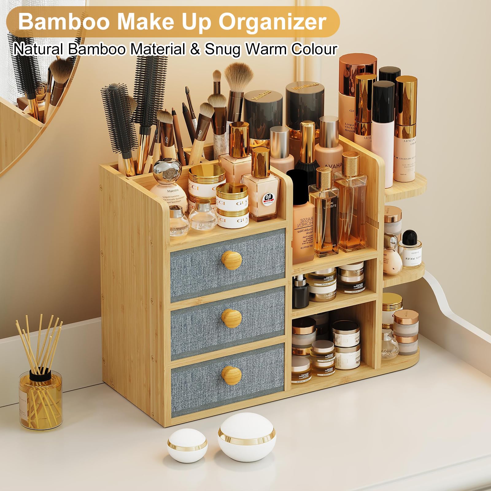 X-cosrack removable drawers storing lipsticks and small tools