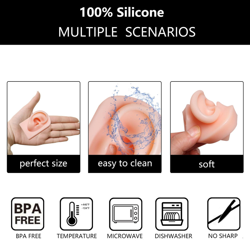 Xcake Lcook silicone ear model for piercing demonstrations with safe material