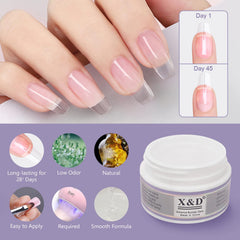 X&D crystal-clear gel nail polish dries quickly under UV light.