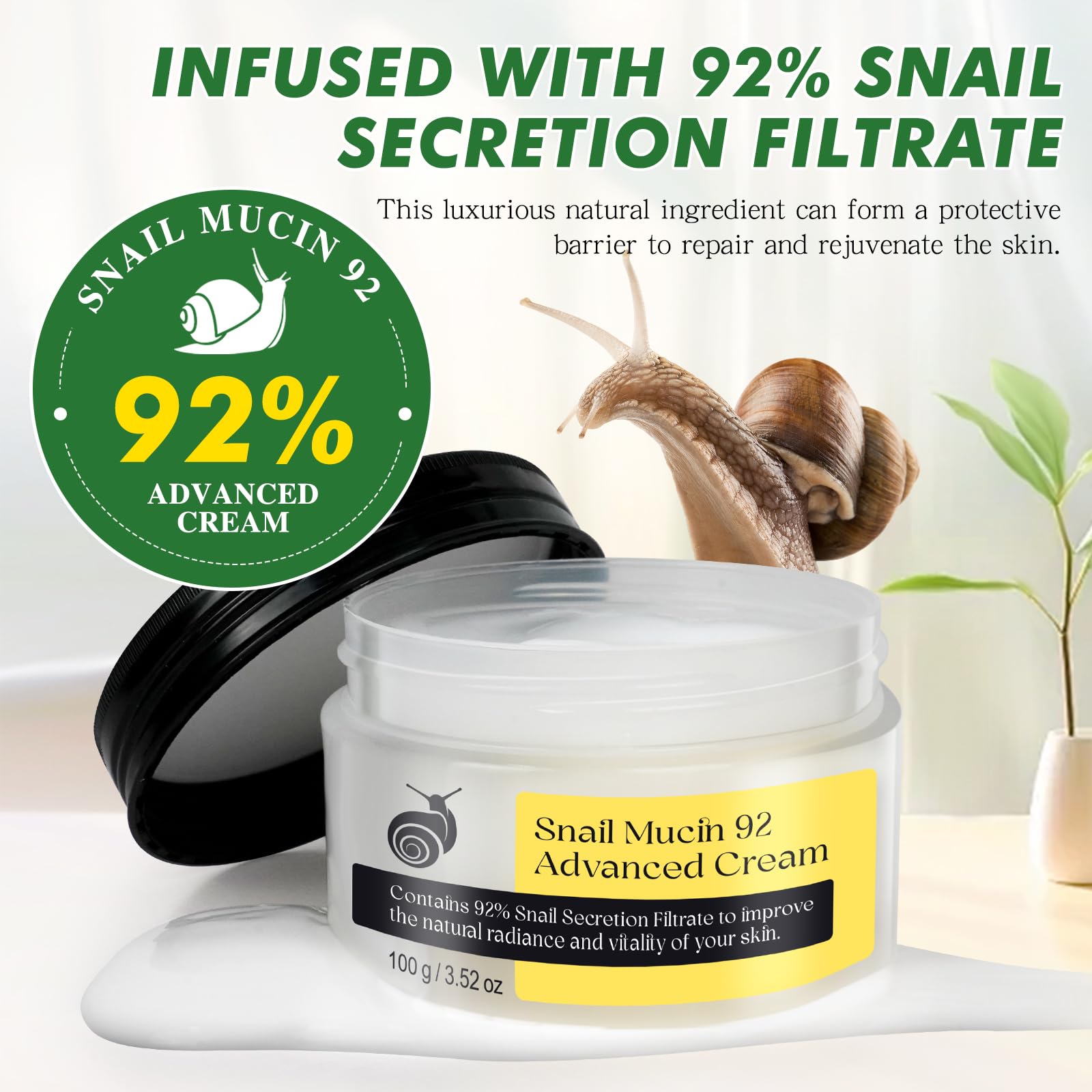Texture swirl of XIAMOFUZHOU snail mucin cream for smooth skin