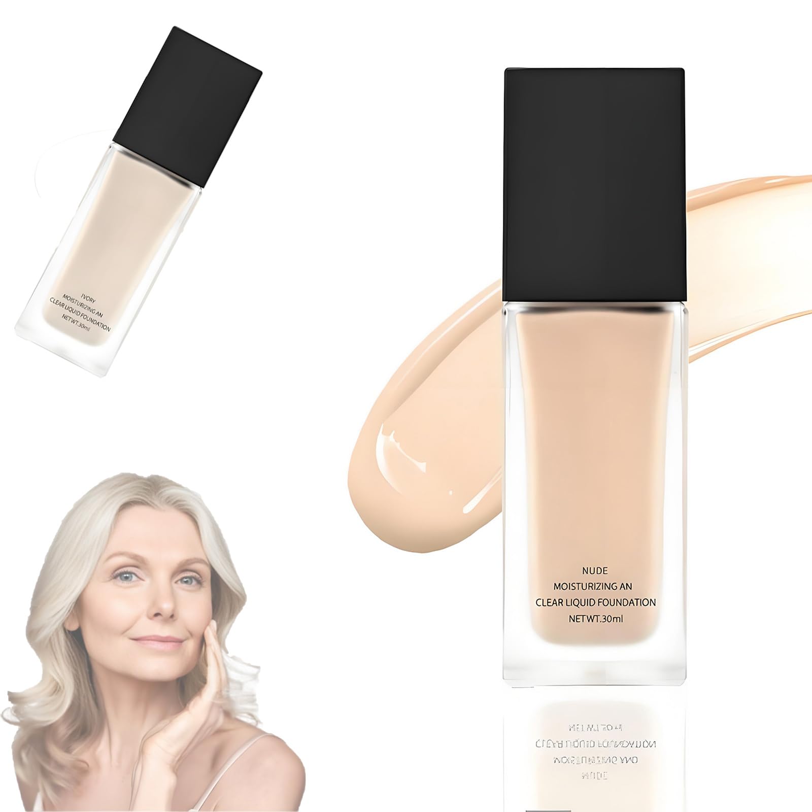 Xianjina CC Cream nude bottle shows smooth, even complexion for a natural look