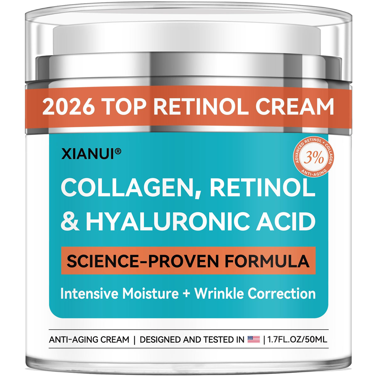 XIANUI retinol face cream bottle pump for quick non greasy hydration