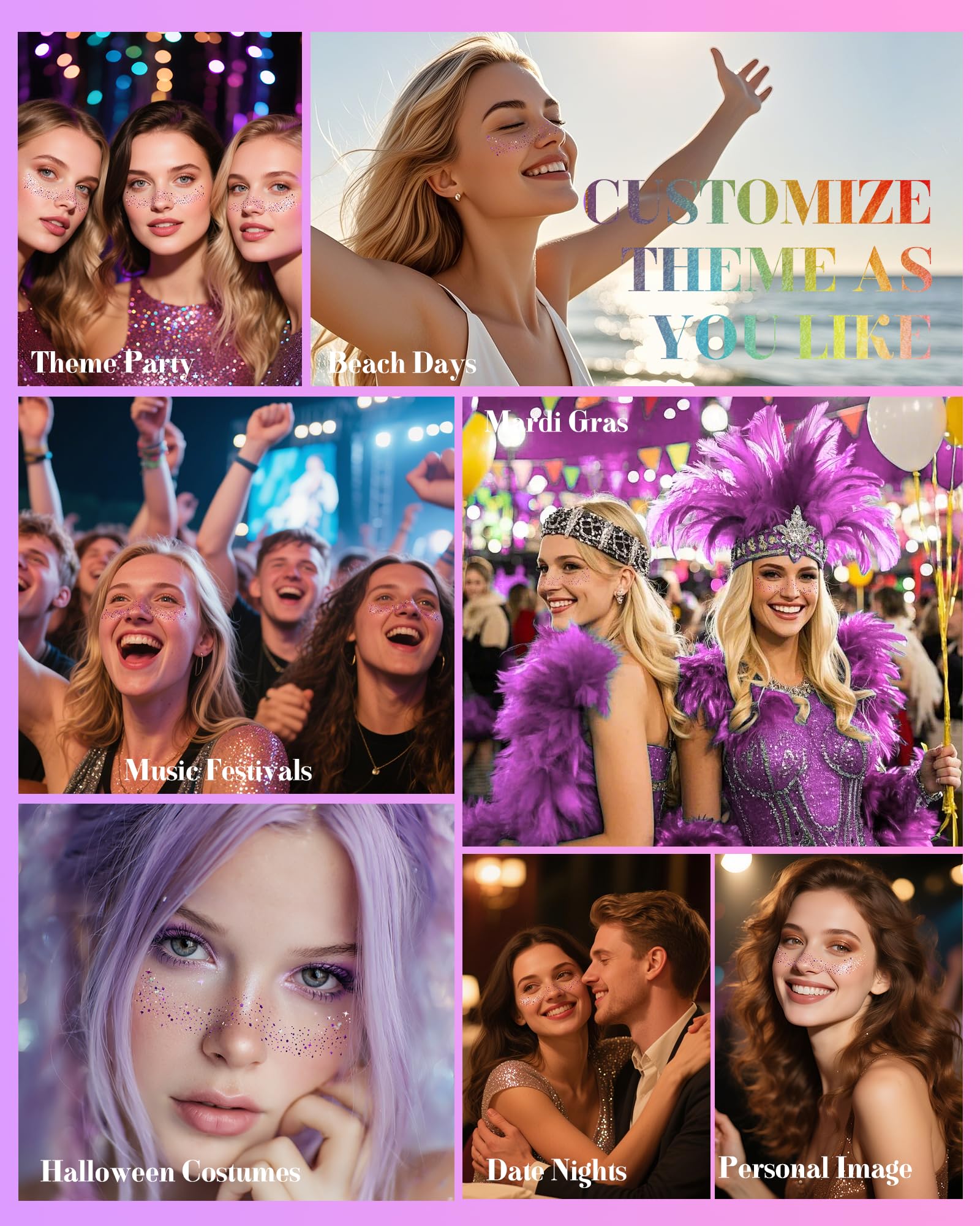 XICZH kid-friendly glitter patches suitable for teens and young adults.