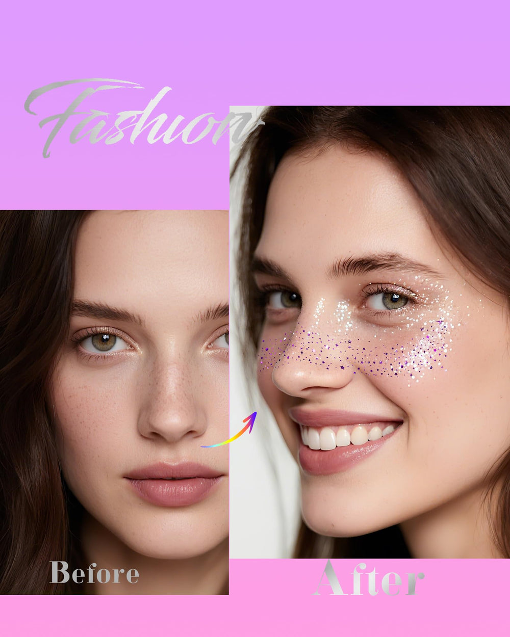 XICZH purple glitter patches glow on skin for a standout moment.