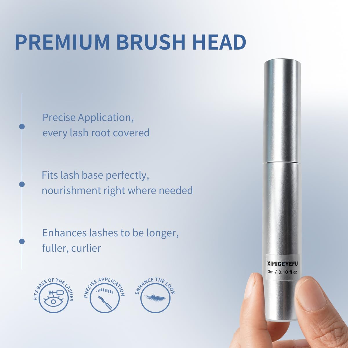 Illustration of healthier-looking lashes with XIMIGEYEFU daily use