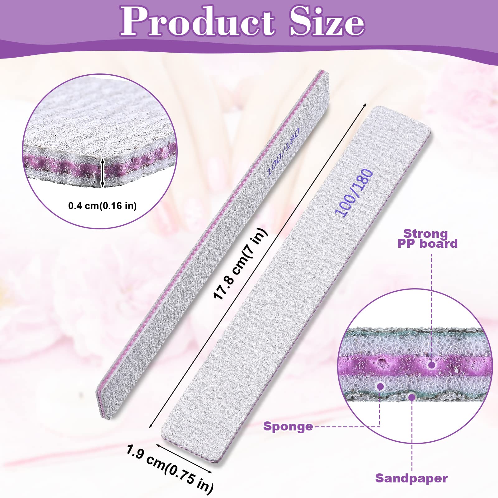 Xinnun double-sided emery board ready for shaping acrylic nails.