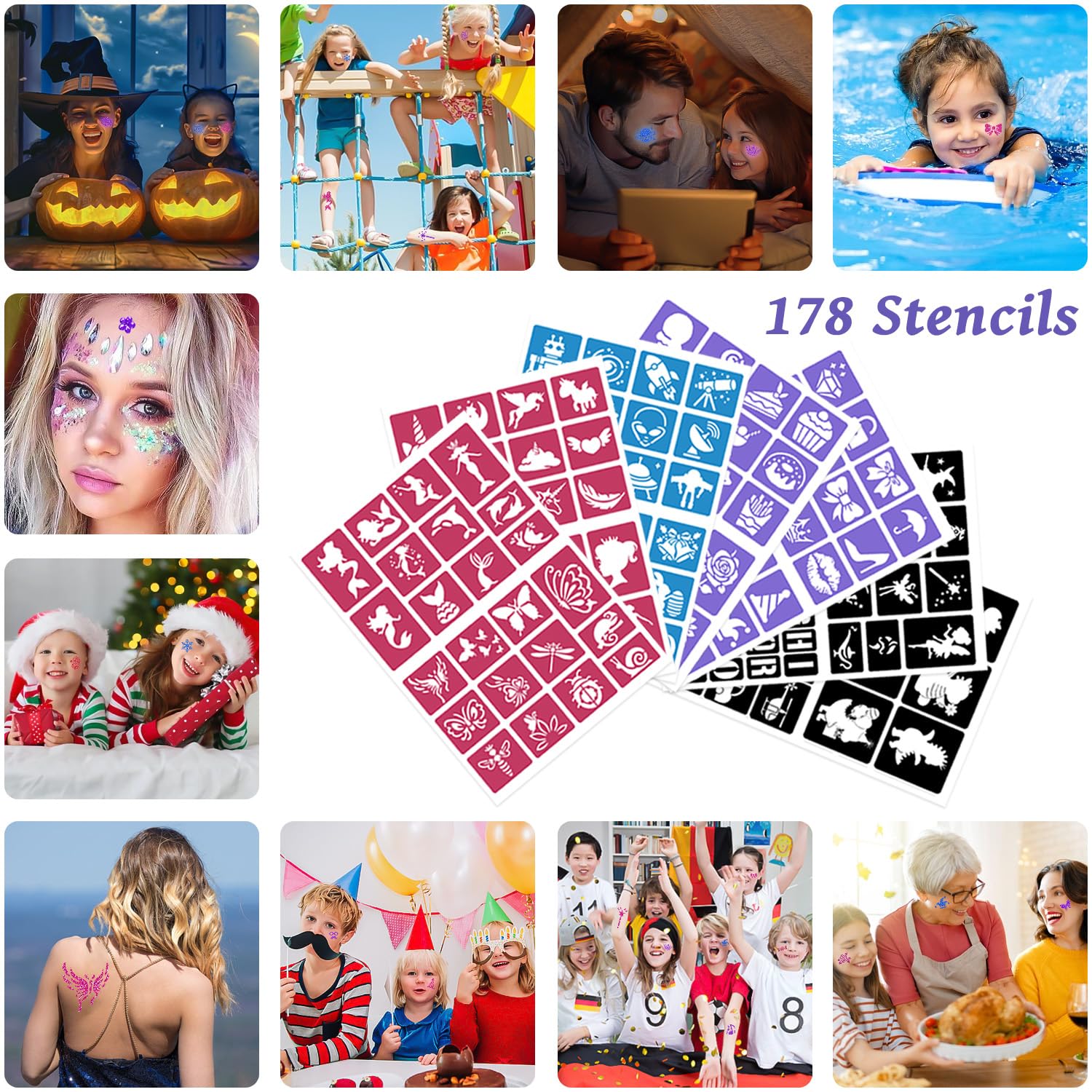 XiQiDianr kids-party-glitter-tattoos ideal for celebrations and crafts.