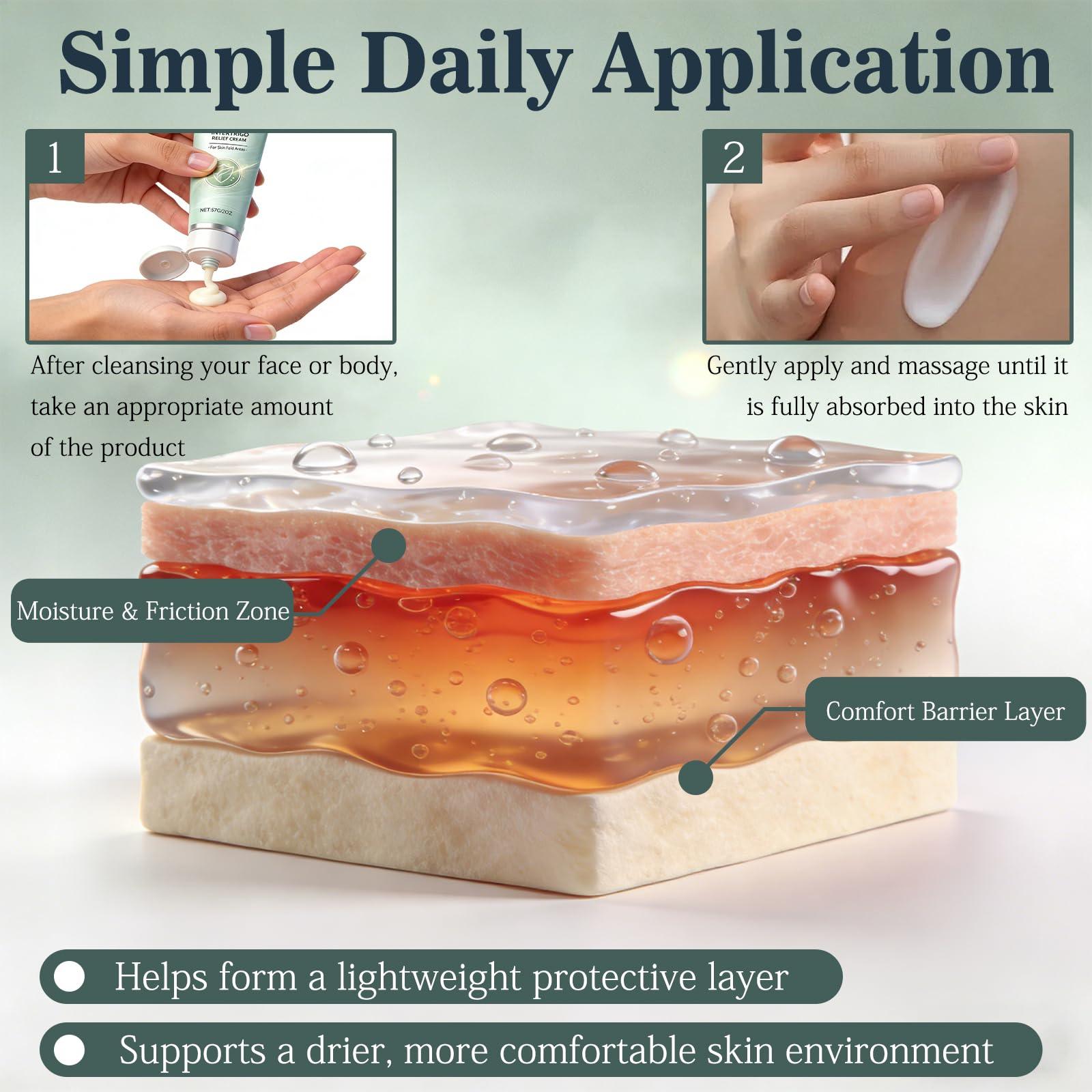 XiuFa underarm-area use showing discreet daily care for moisture and friction.