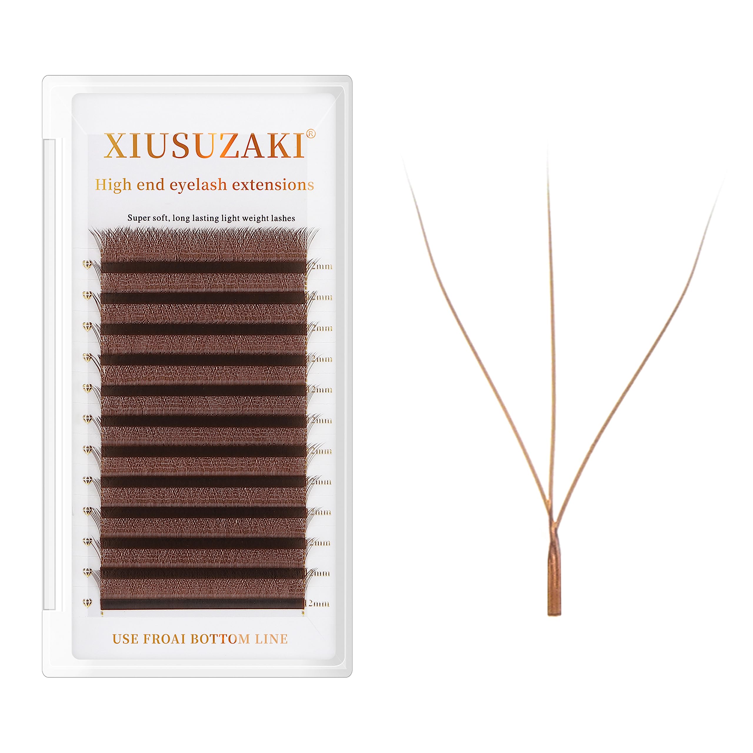 XIUSUZAKI W Lash Extensions brown 3D fans for fast volume.