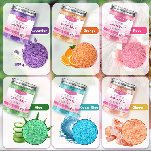 XIWEIOO bath salt kit orange bottle promotes uplifting mood during baths