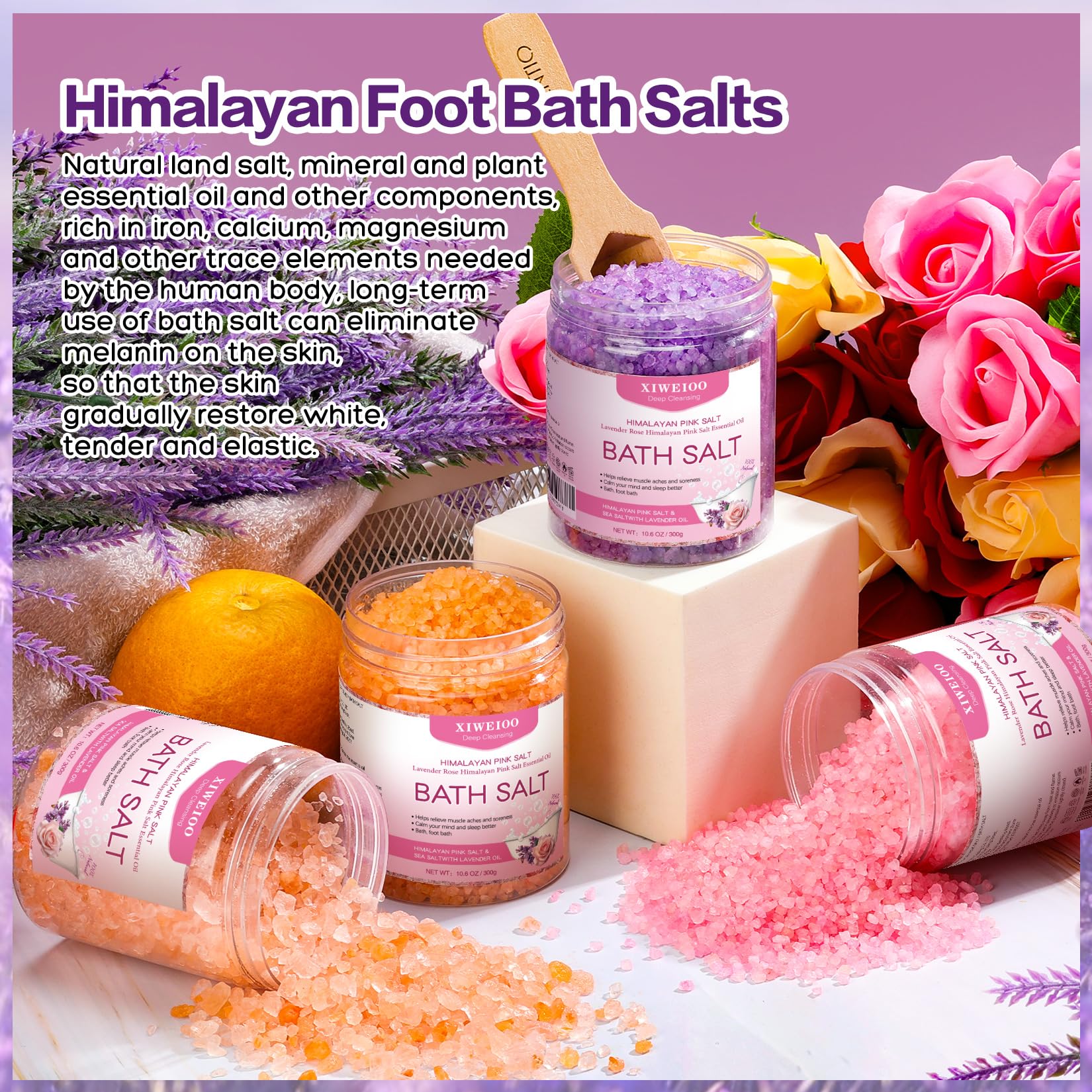 XIWEIOO orange fragrance bath salt kit to uplift your bath routine