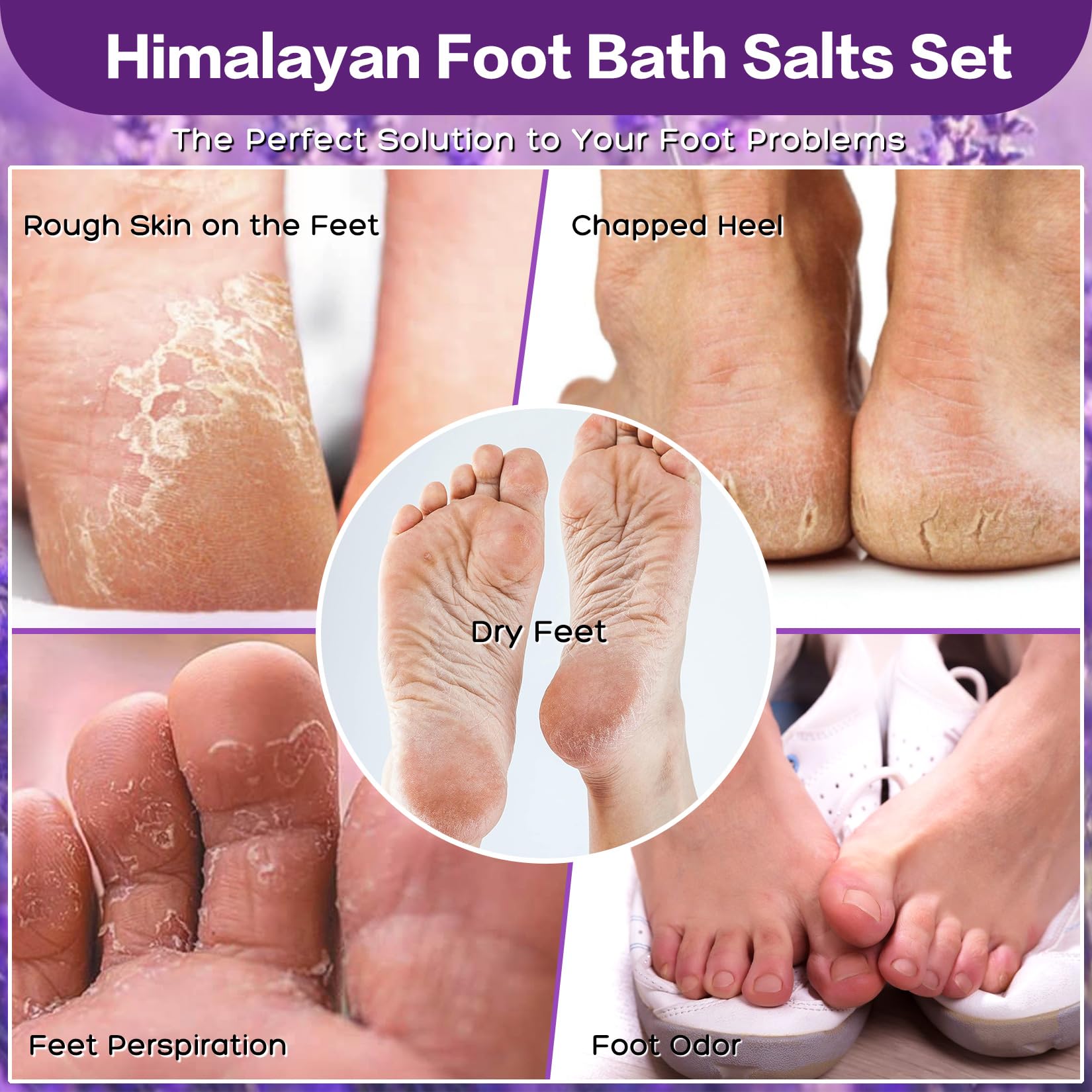 XIWEIOO Epsom salt granules support a soothing foot soak experience.