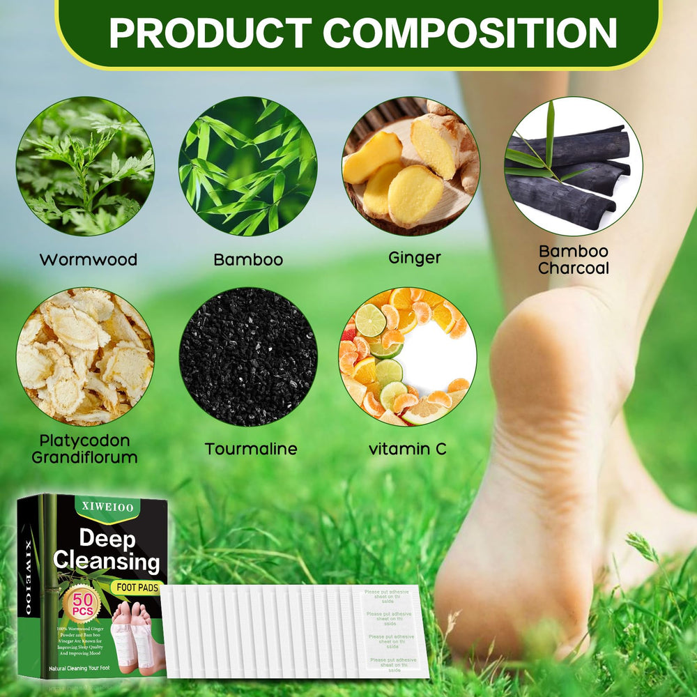 xiweioo bamboo-charcoal foot pads closeup for deep cleansing feel