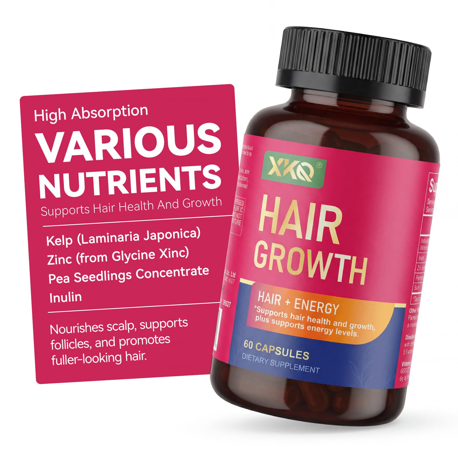 XKQ Hair Growth Bottle promotes daily wellness for hair, skin, and nails.