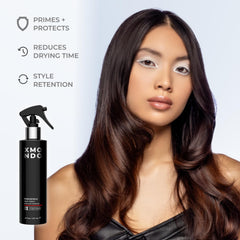 XMONDO Hair Forcefield applied to damp hair before blow-drying for quicker styling.