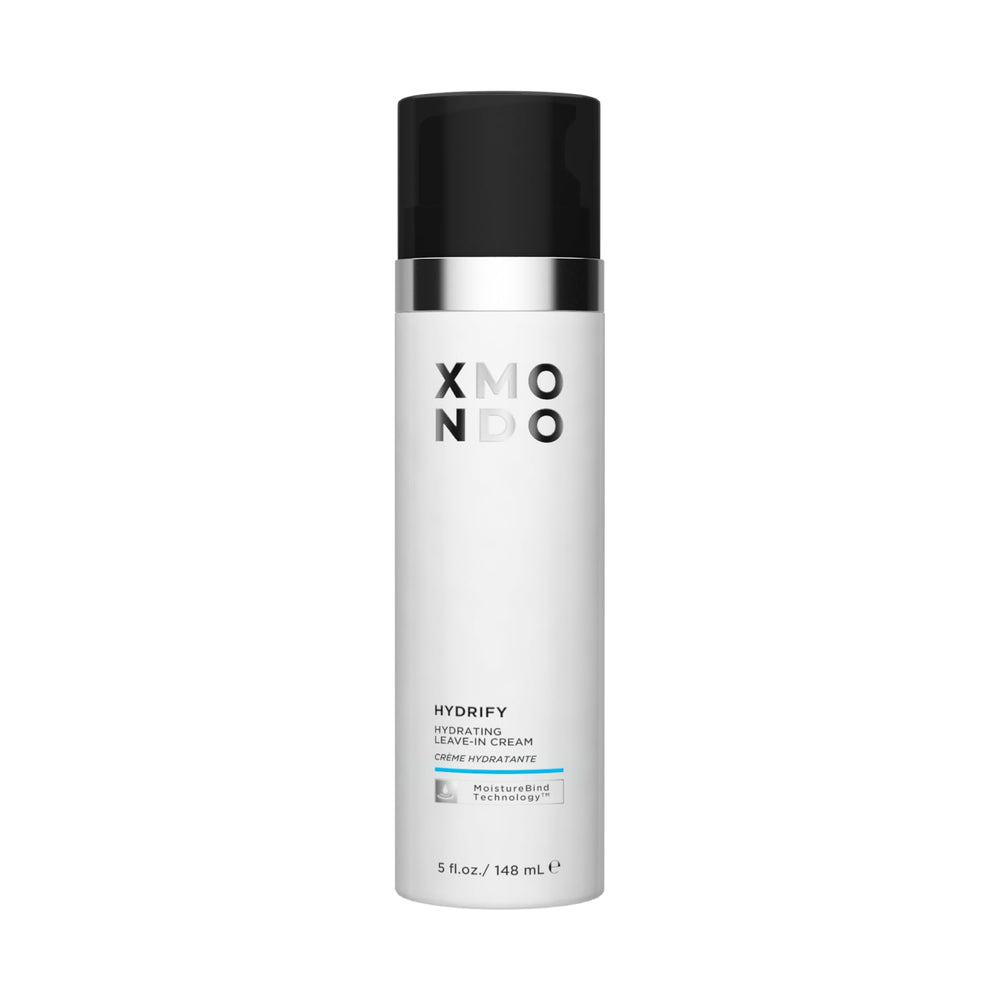 XMONDO Hair Hydrify bottle closeup showing lightweight hydration benefits.
