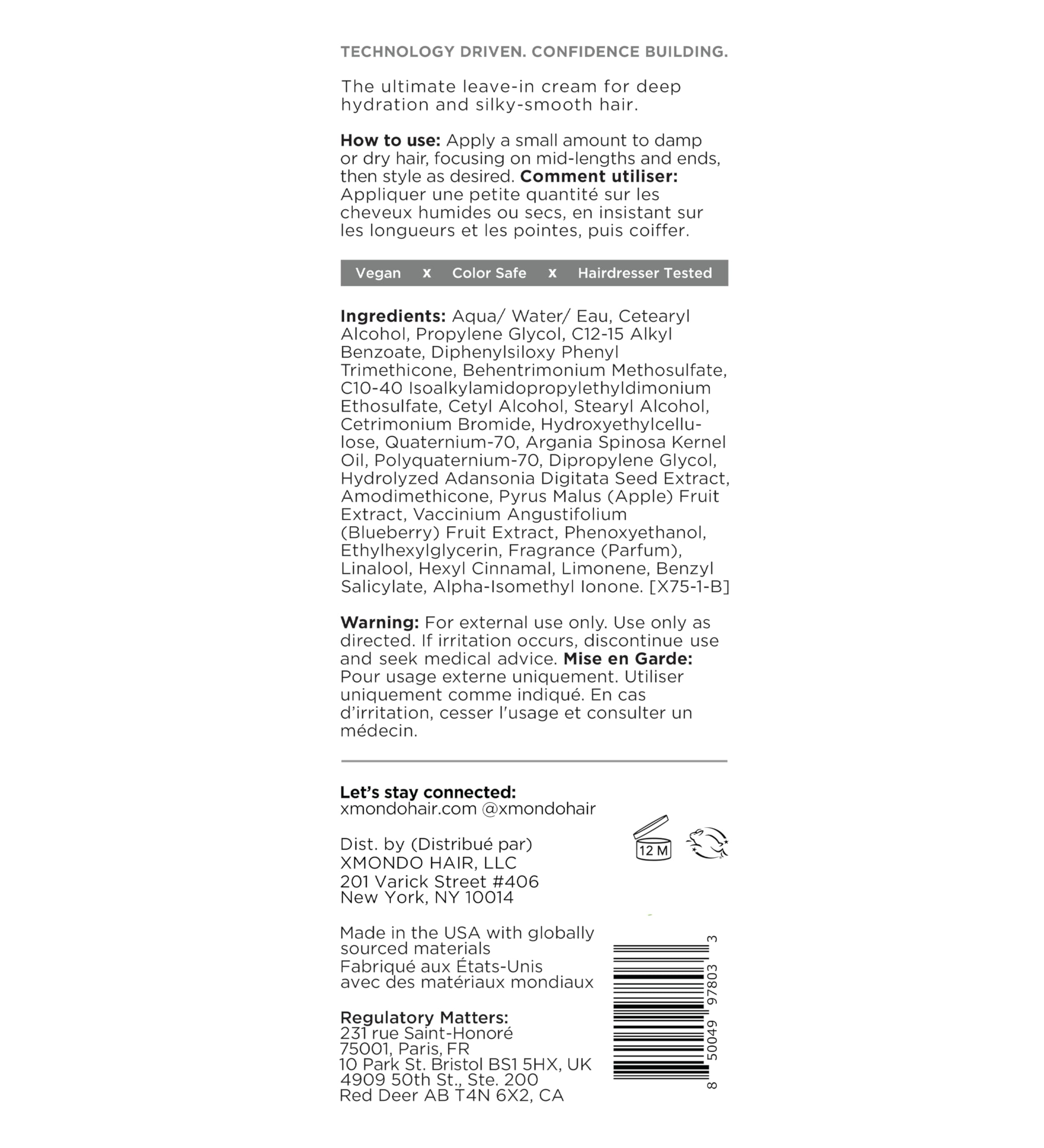 XMONDO Hydrify vegan and cruelty-free certification visible on label.