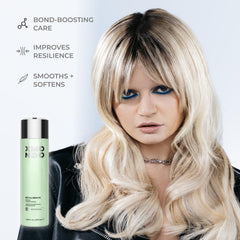 XMONDO ritual: applying conditioner as part of daily hair care routine.