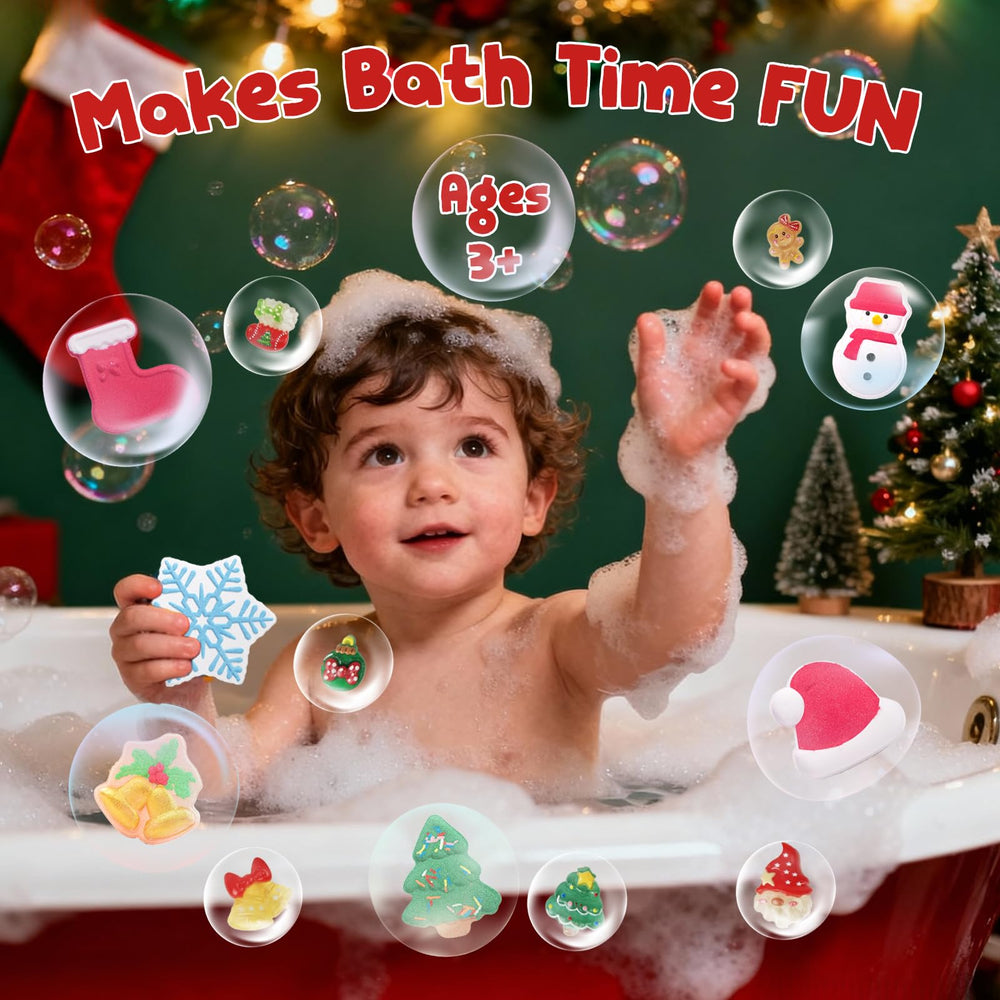 XmtJXn stocking bath bomb adds a surprise toy while fizzing softly