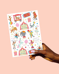 xo-fetti circus tattoos easy to apply with kid-friendly fun.