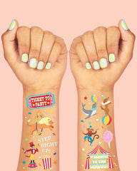xo-fetti circus tattoos popcorn and tickets designs for carnival vibes.