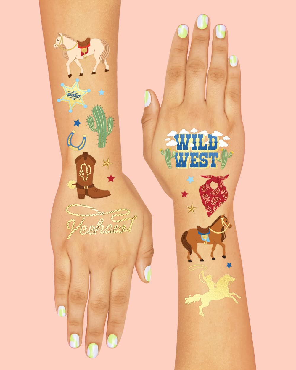 xo, Fetti horseshoes tattoo sheet for playful decor ideas.