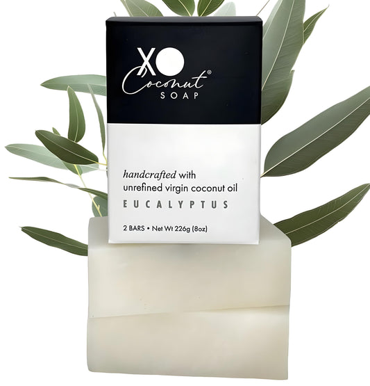 XO COCONUT coconut oil bar soap handcrafted with rich lather for daily cleansing