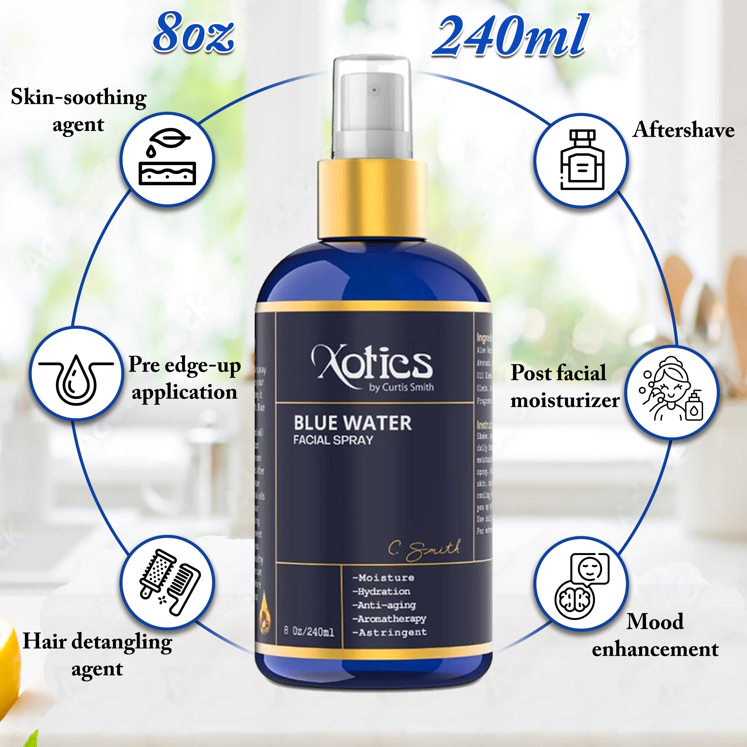 Xotics Blue Water skin refresh closeup shows dewy, healthy look
