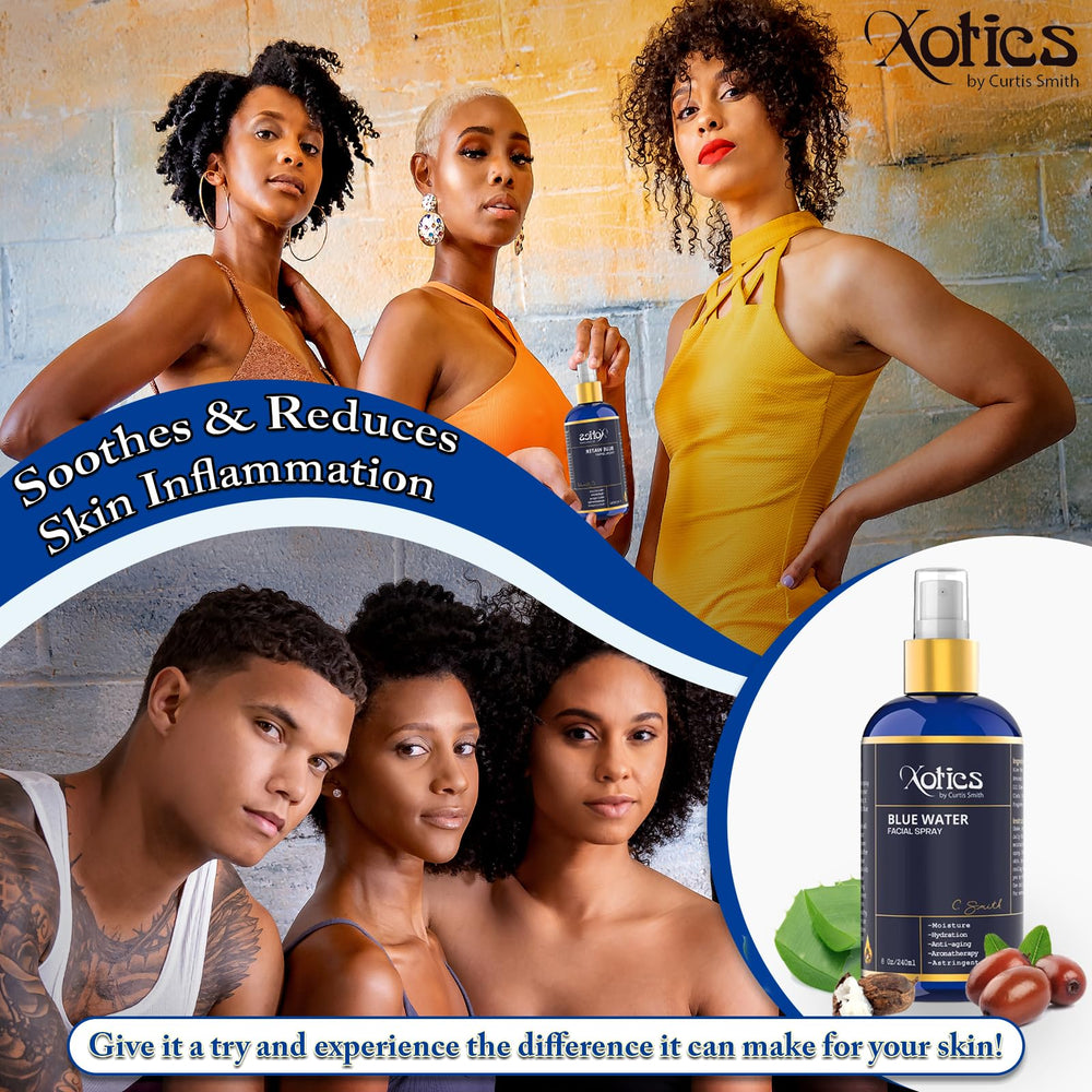 Xotics Blue Water contains aloe vera to support skin moisture