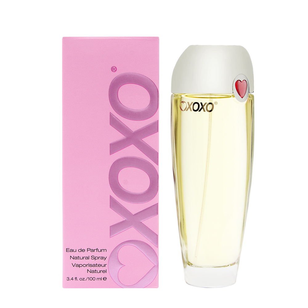 XOXO Eau de Parfum bottle front view, delivers long-lasting fragrance for daily wear.