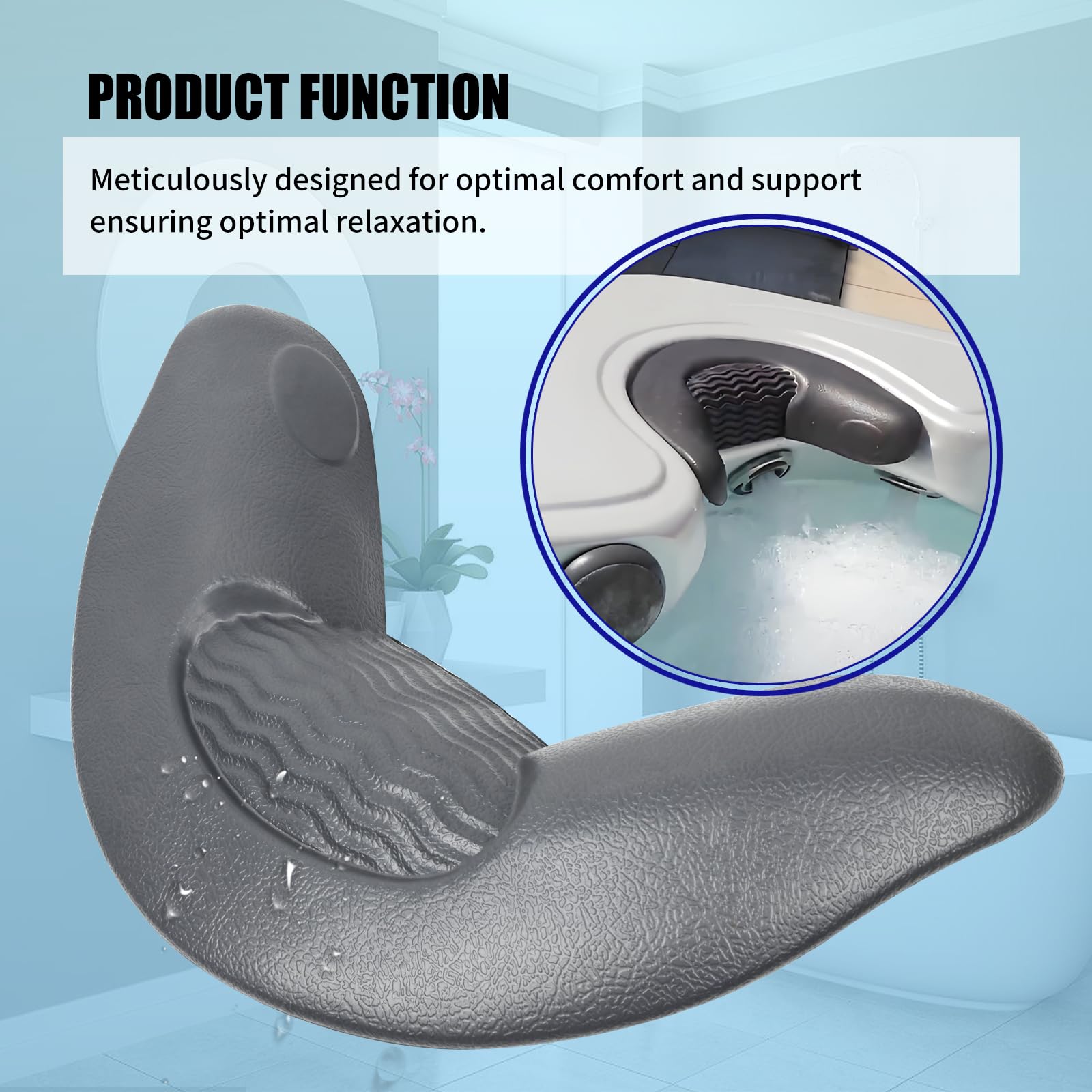 XQK Spa Neck Pillow comfortable-fit arc shape cushions the neck during soaks.