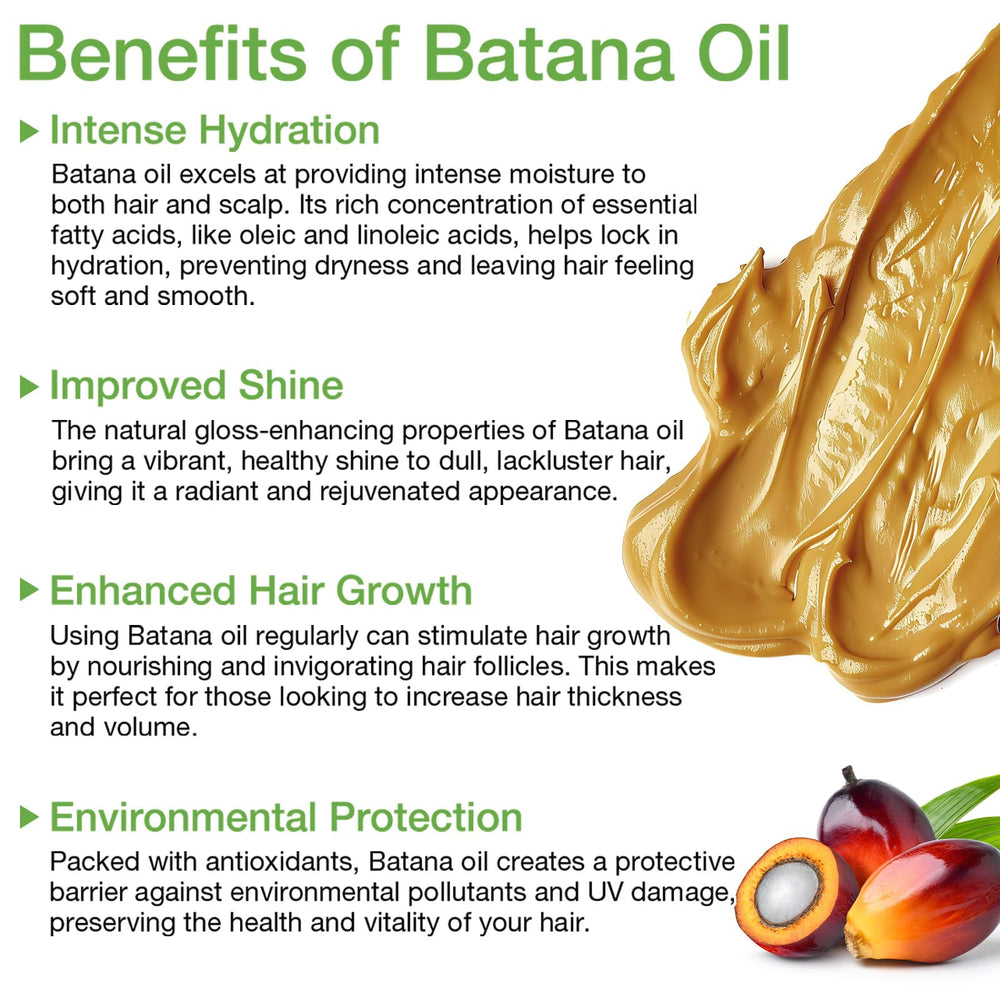Batana Oil shown as universal care for all hair types.
