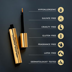 Amplifeye packaging display emphasizes hypoallergenic formula and dermatologist testing
