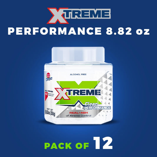 Xtreme Performance Clear Styling Gel packaging on display, ideal for bulk styling.