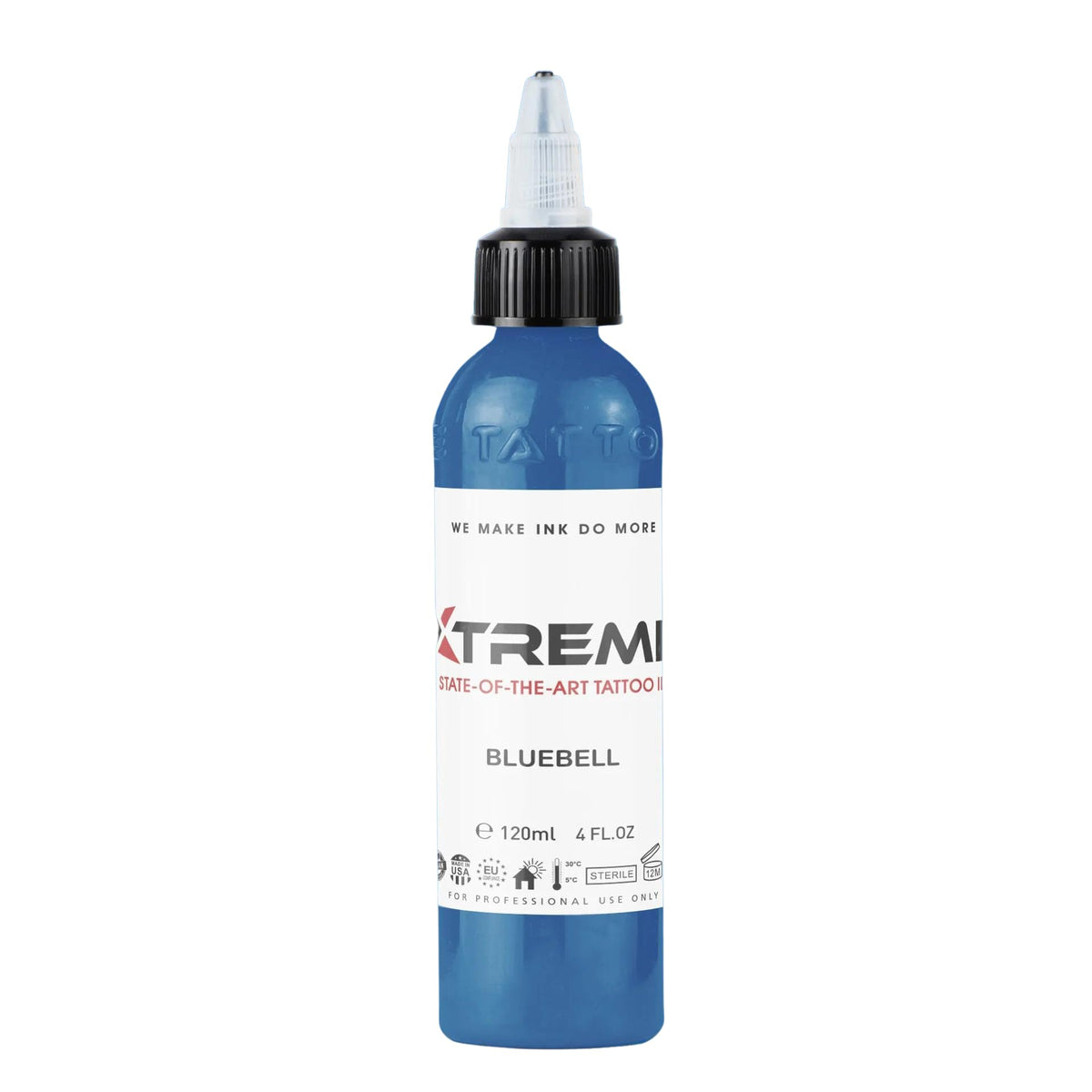 XTREME Xtreme Tattoo Ink Bluebell bottle front view showing vibrant color for precision work