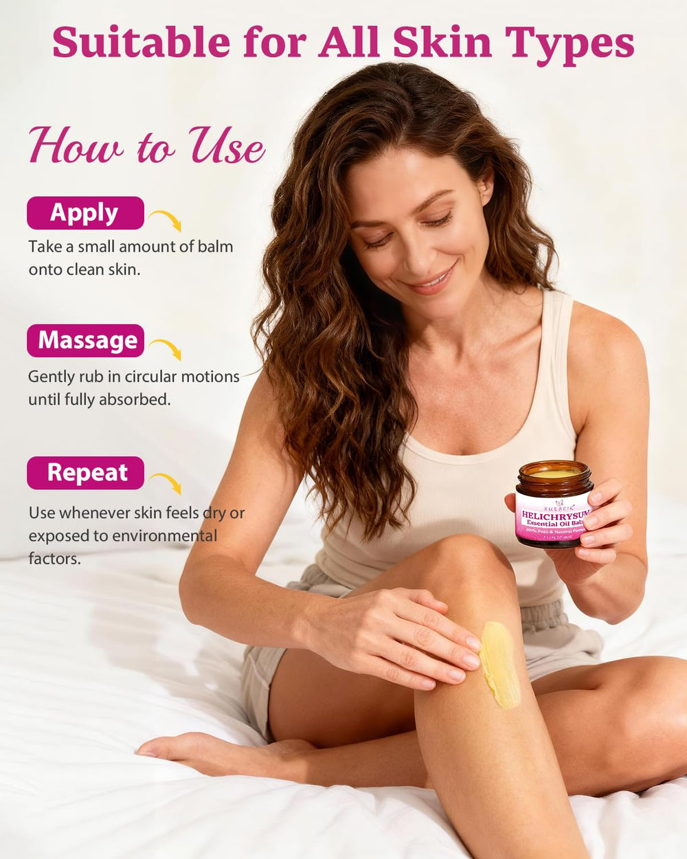 XUEBEIK Helichrysum balm used on the body to nourish dry areas