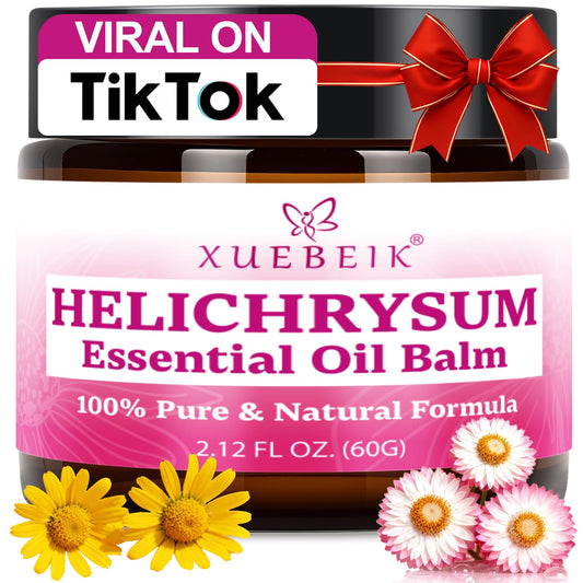 XUEBEIK Helichrysum Balm jar closeup showing rich texture for deep hydration
