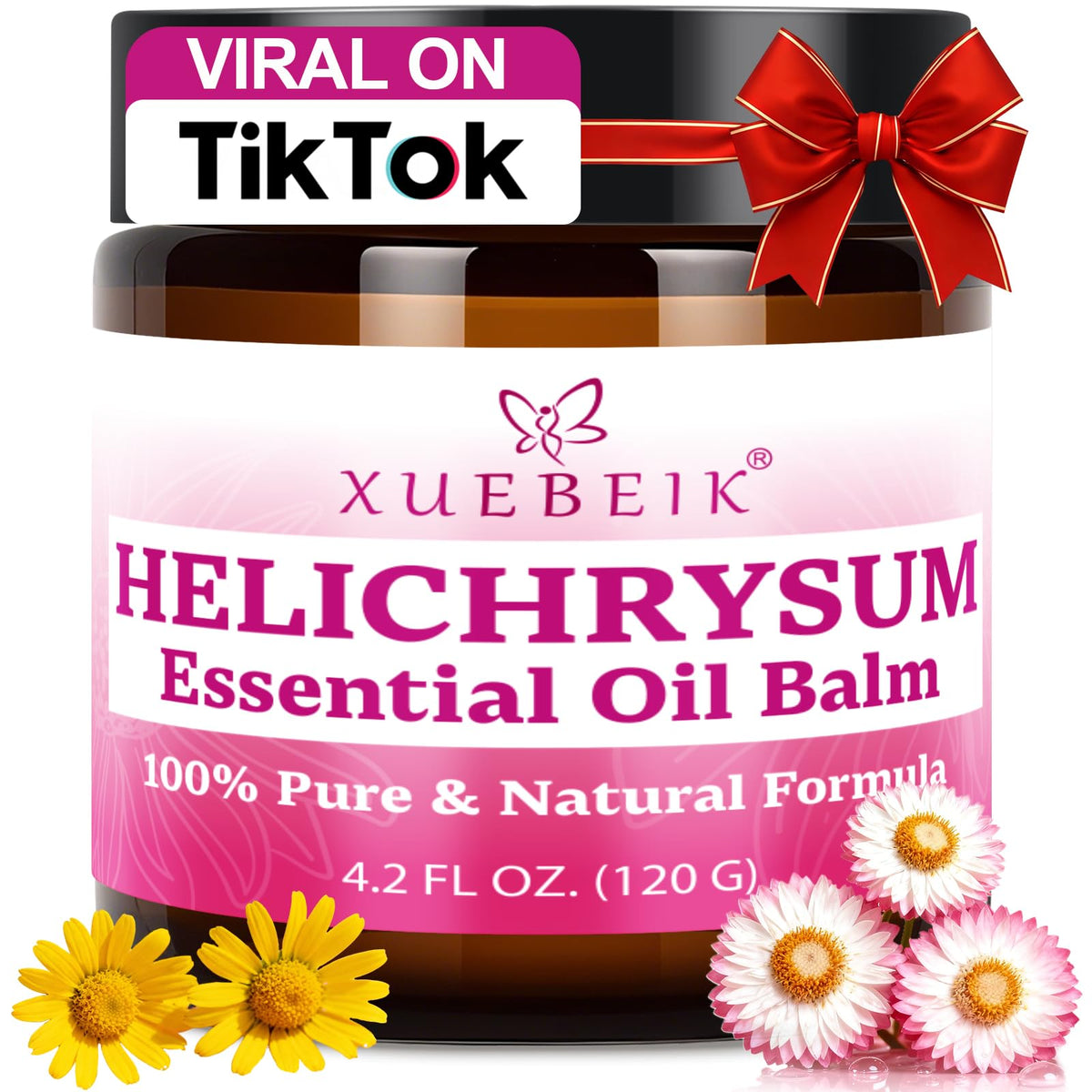 XUEBEIK Helichrysum balm jar front view for daily hydration and soothing care