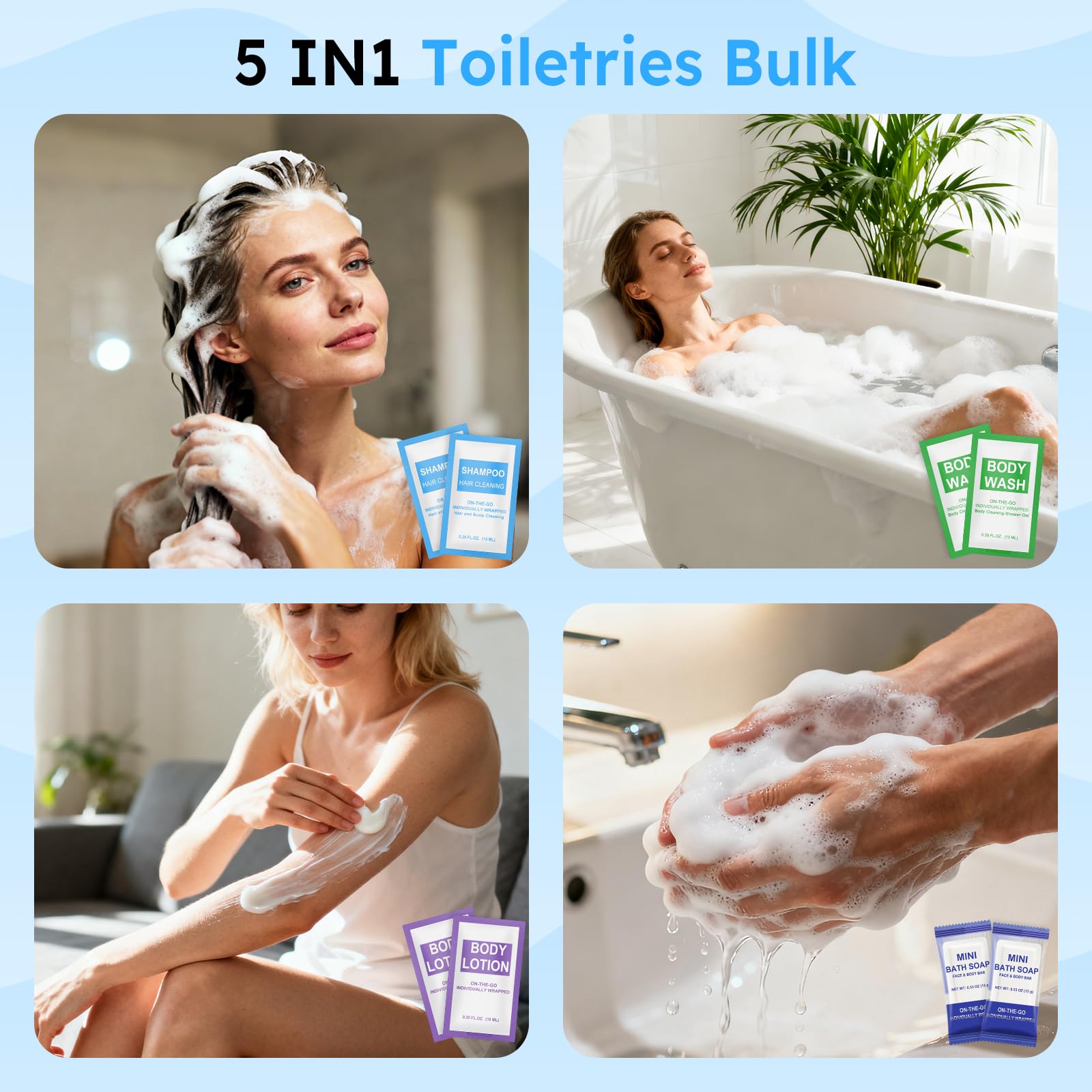 Xuezoioy mini shampoo 10ml, compact bottle ideal for guest rooms.