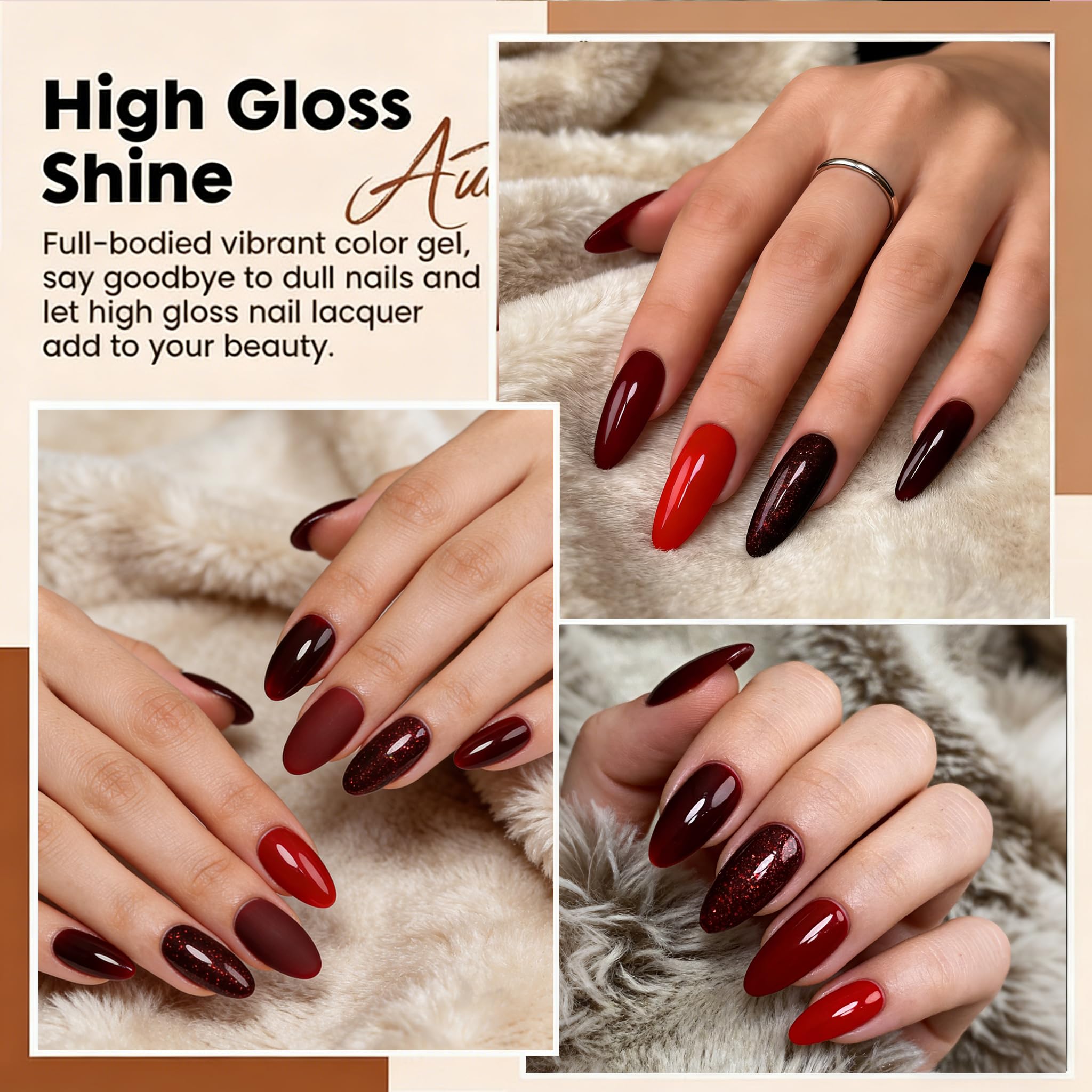 XunmotorYao red glitter gel polish bottle with sparkling finish.